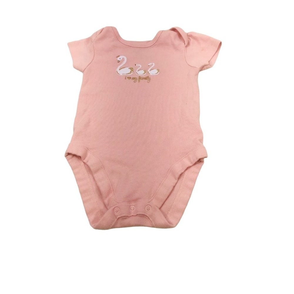 Bundles Baby Place Girl's Sz 3-6 Month One Piece Swans I Love My Family Preowned